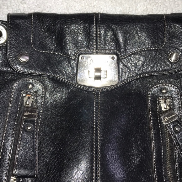 B Makowsky Black Pebbled Leather Handbag - Picture 8 of 14